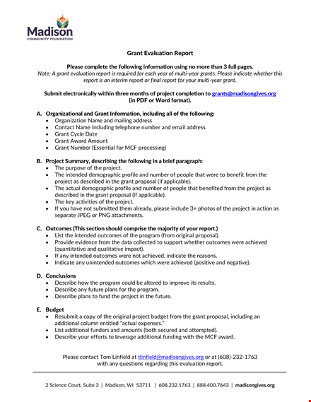 grant evaluation template