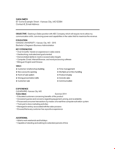 entry level marketing sales resume template