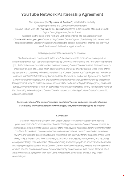 sample partnership agreement template template