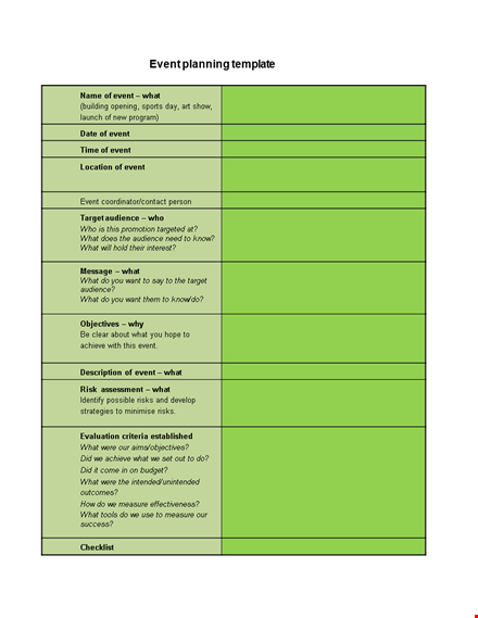 event planning spreadsheet. free checklist template template