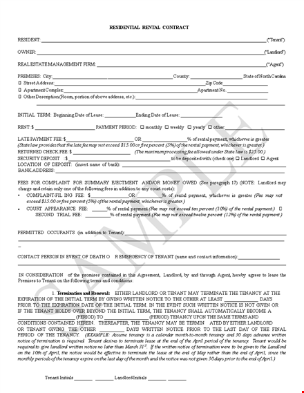 rental contract template template