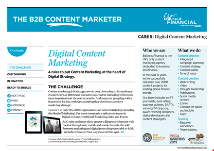 digital content marketing example template