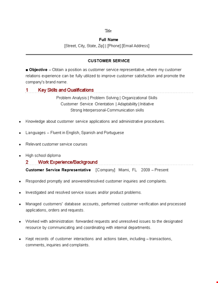 customer service resume template | professional company cv format template