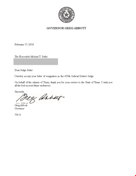 manager acceptance of resignation letter - governor abbott thanks seiler (texas) template