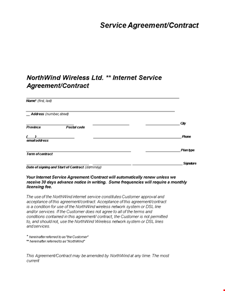 service agreement contract template