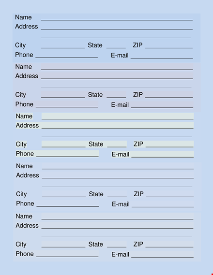email list template - organize addresses, states, and phone numbers template