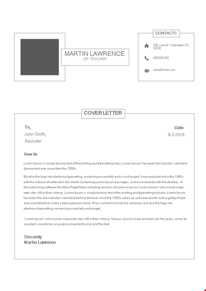 teacher resume cover letter examples for effective job applications template
