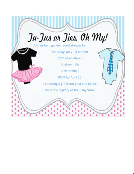 gender reveal invitation template - saturday gender shower reveal template