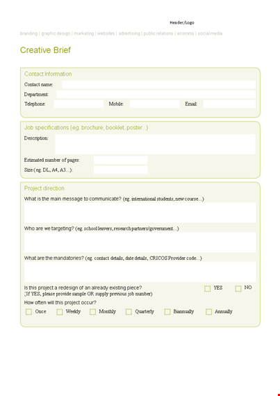 download our creative brief template for effective project communication template