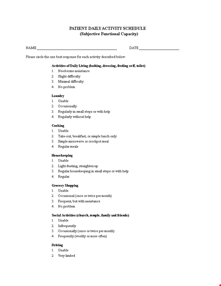 patient schedule template