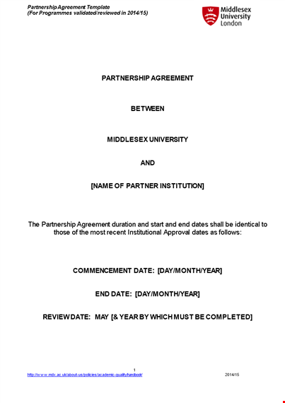 create a strong partnership with our institution - partnership agreement template template