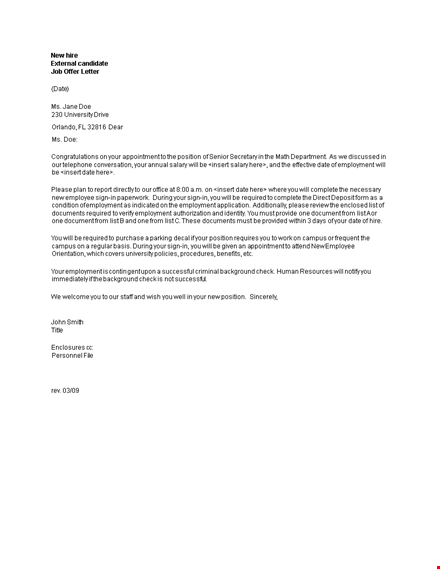 official job offer letter - accept employment with us template