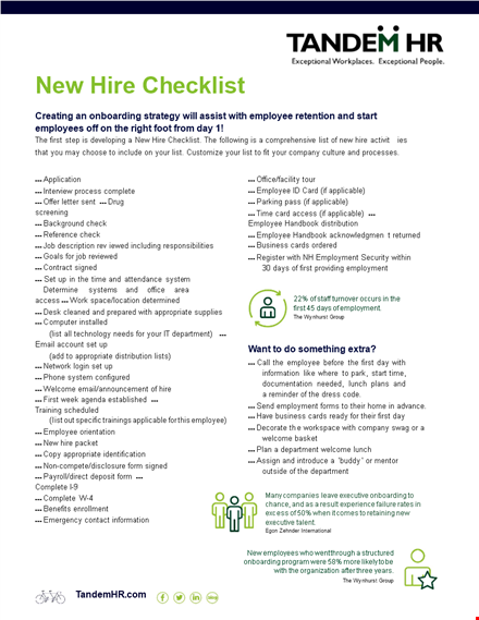 the ultimate new hire checklist: ensure your employees are set up for success template