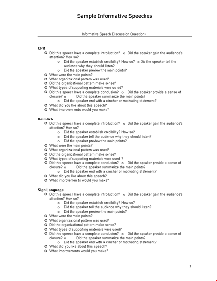 sample informative speeches: a comprehensive guide by expert speakers template