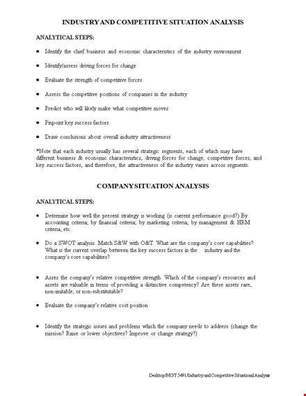 competitive situation analysis template template