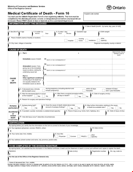 death certificate template - create authentic death certificates | example, cause & registrar template
