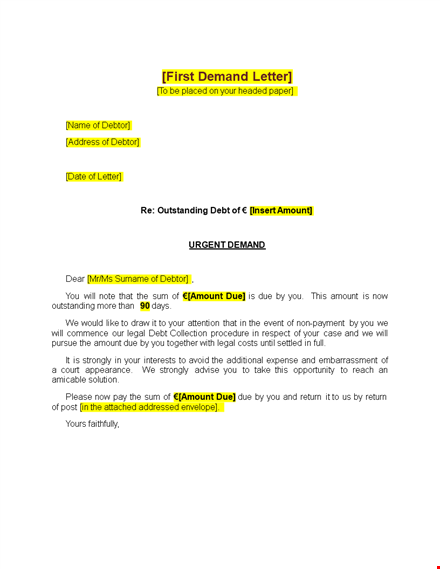 effective demand letter template for debt recovery - claim your outstanding amount template