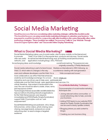 social media marketing plan sample | effective marketing through social and online media template