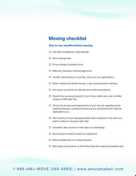 complete moving checklist: address change template