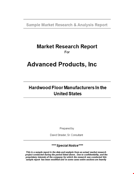 market research report for sales and flooring template