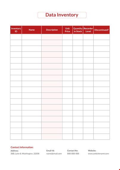 data inventory template template