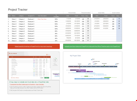 employee category, status, and planned - multiple project tracking template template