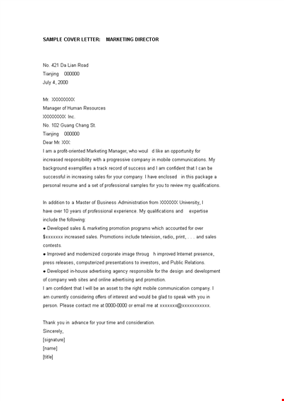 director cover letter template