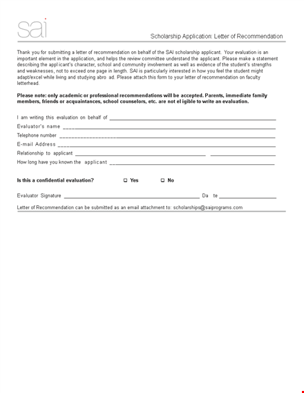 scholarship application template - letter, recommendation, evaluation | please the applicant template