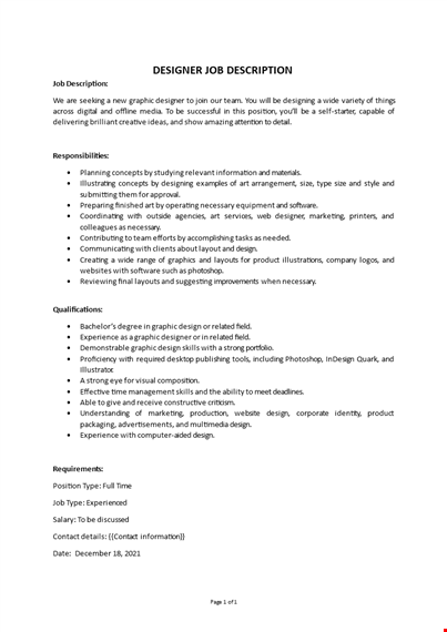 designer job description template