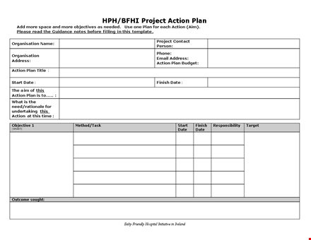 project action plan template word template