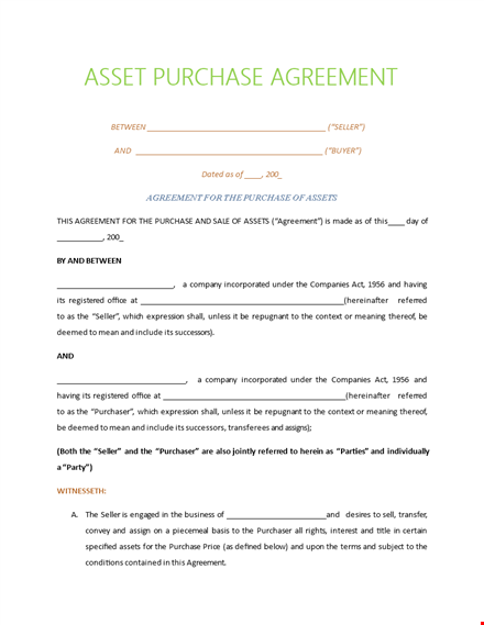 download a legal purchase agreement template for buyer and seller template