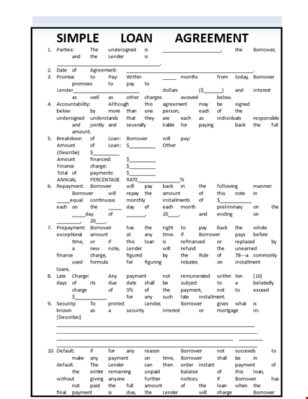 loan agreement template - easy to customize for borrowers and lenders template