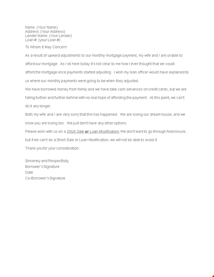 hardship letter template for mortgage | address your lender | free download template