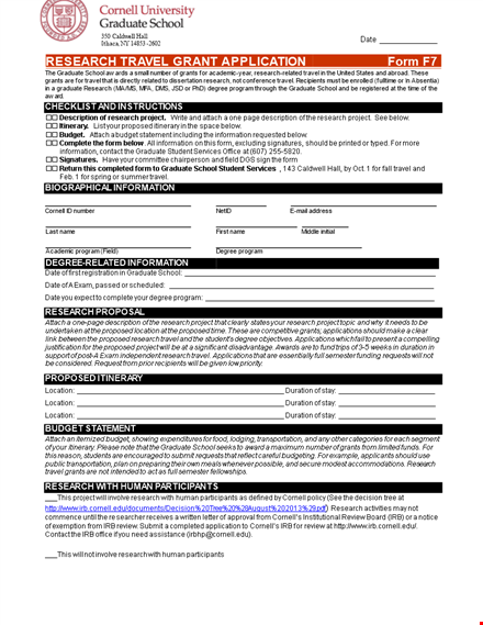 research travel grant f template
