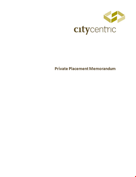 private placement memorandum template - company manager, member shall utilize this ppm template template