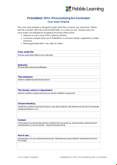 design innovative curriculums with pebblepad | case study template template