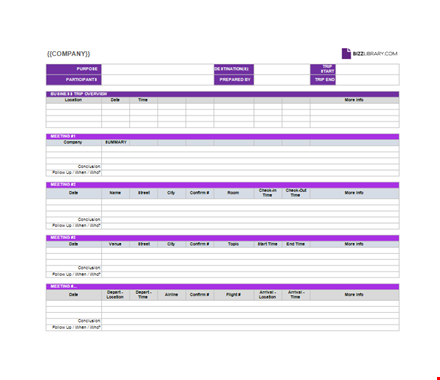 business trip report template