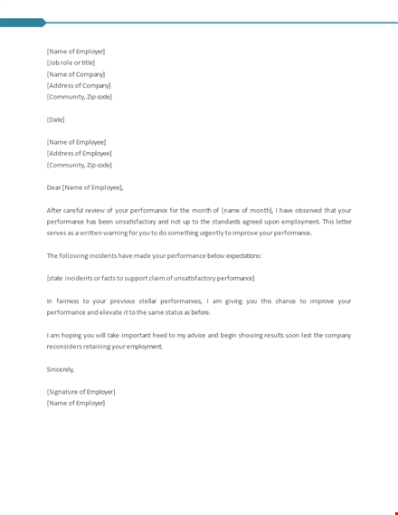 improve employee performance with our warning letter template | company name template