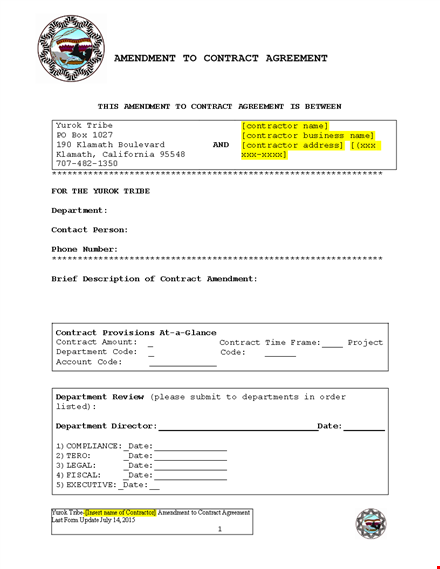 contract amendment - simplify and modify your agreement with contractors | yurok tribe template