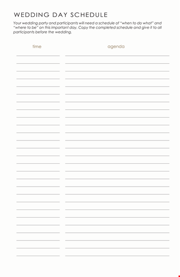 wedding day agenda template