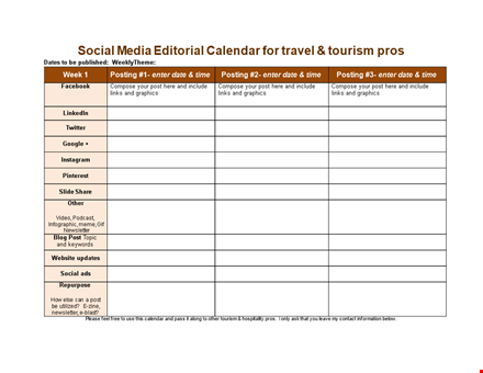 social media editorial calendar template