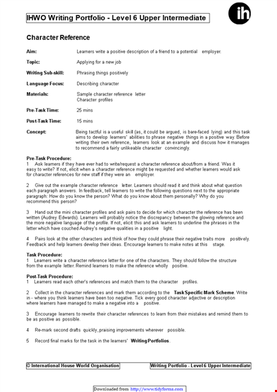 positive character reference letter for learners | character witness letter template