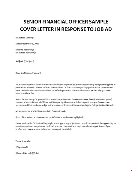 director of finance cover letter template