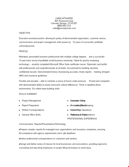 functional executive format resume template