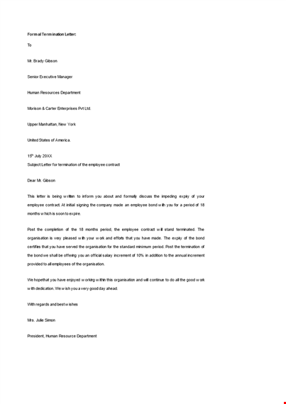 professional termination letter template