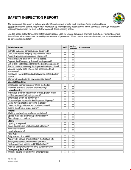 safety inspection - ensure workplace safety with regular inspections template