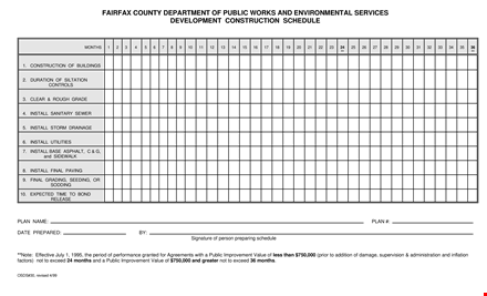 free construction work schedule template template