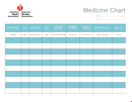 medication schedule template - easy-to-use chart for managing your medicine color template