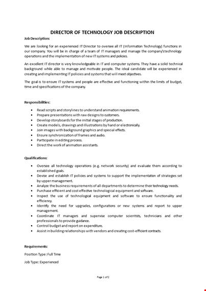 director of technology job description template