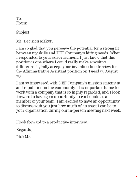 confirming interview letter template